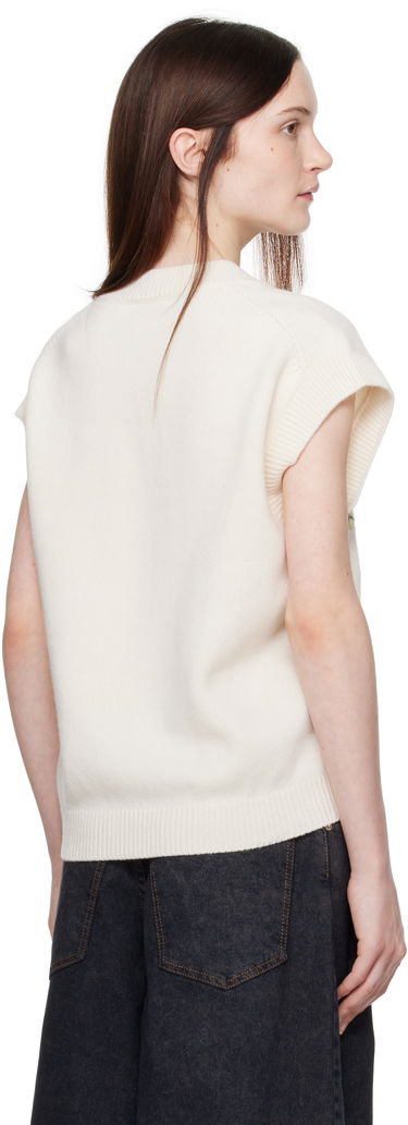 Sweater KENZO Jungle Flower Knit Vest Hvid | FF52PU4943CN, 2