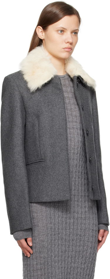 Jakke TOTEME TOTEME Shearling Collar Jacket Grå | 251-WRO0164-FB0005, 1
