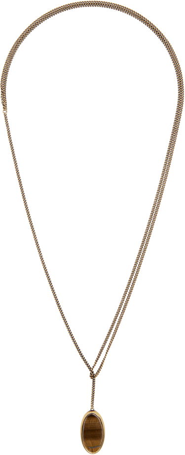 Halskæde Dries Van Noten Dries Van Noten Curb Chain Lariat Necklace with Tiger's Eye Pendant Brun | 252-028205-087, 0