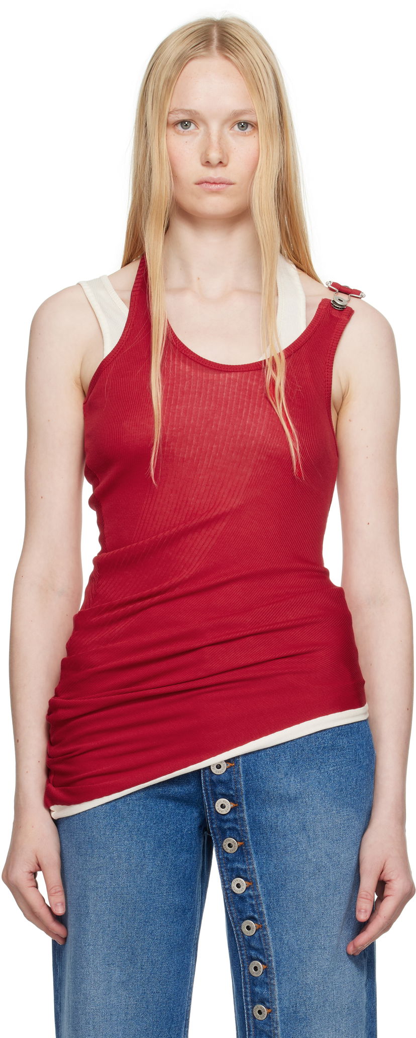 Tanktop Jean Paul Gaultier Jean Paul Gaultier Draped Double Tank Top Rød | 25/34-F-DB053-J092-3003