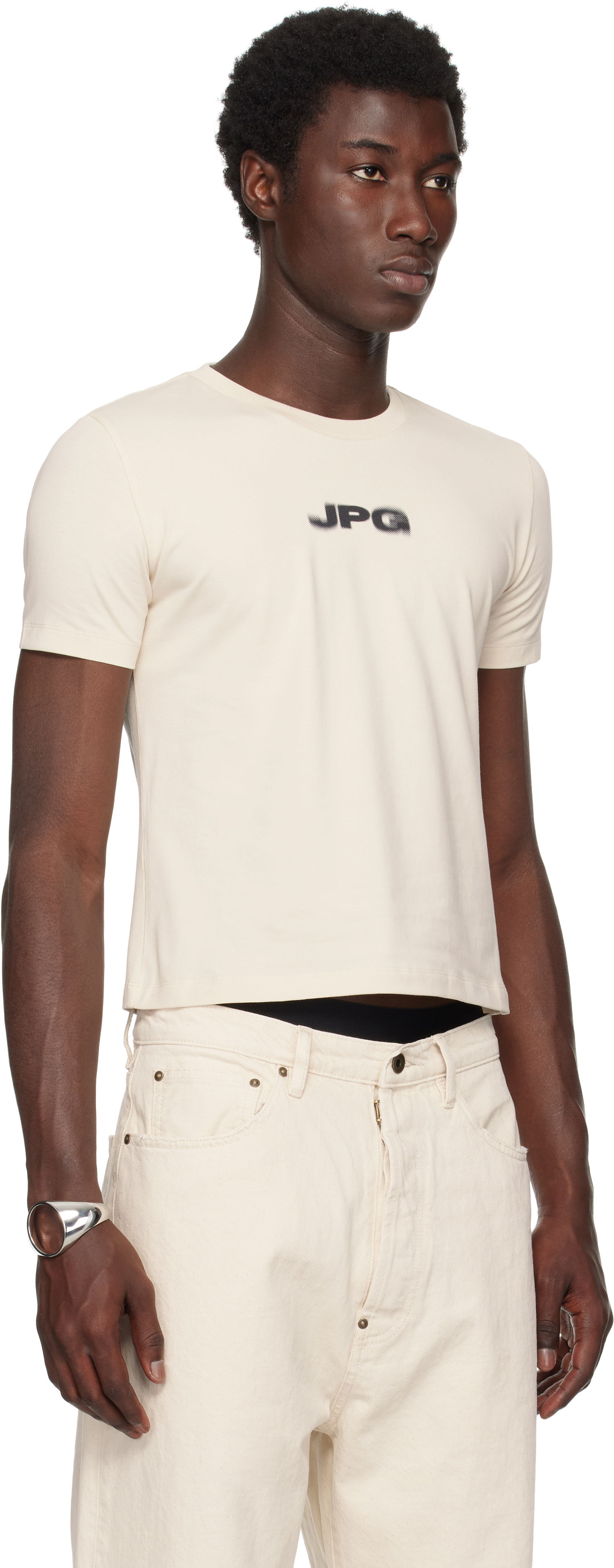 T-shirt Jean Paul Gaultier Jean Paul Gaultier 'The JPG' Baby Tee Beige | 25/03-W-TO300-J002-6900, 1