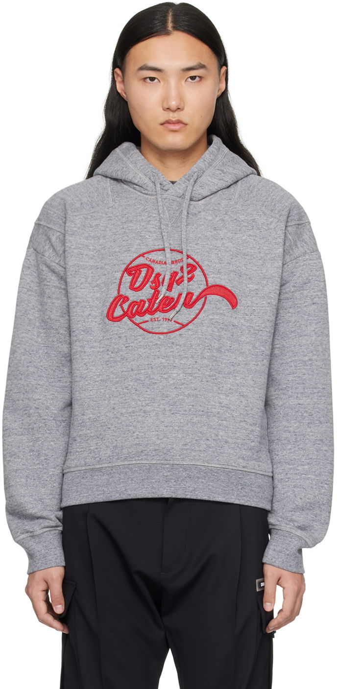 Sweatshirt DSQUARED2 Embroidered Logo Hoodie Grå | S74GU0773_S25463