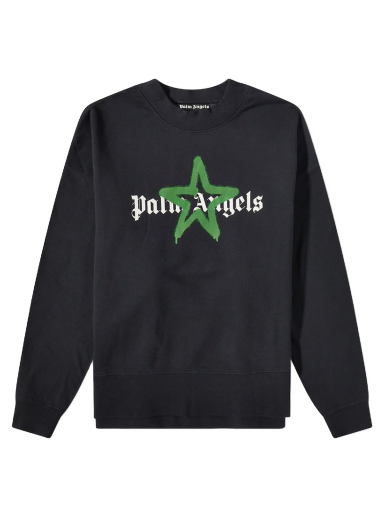Sweater Palm Angels Star Sprayed Logo Crewneck Sort | PMBA026C99FLE0081055
