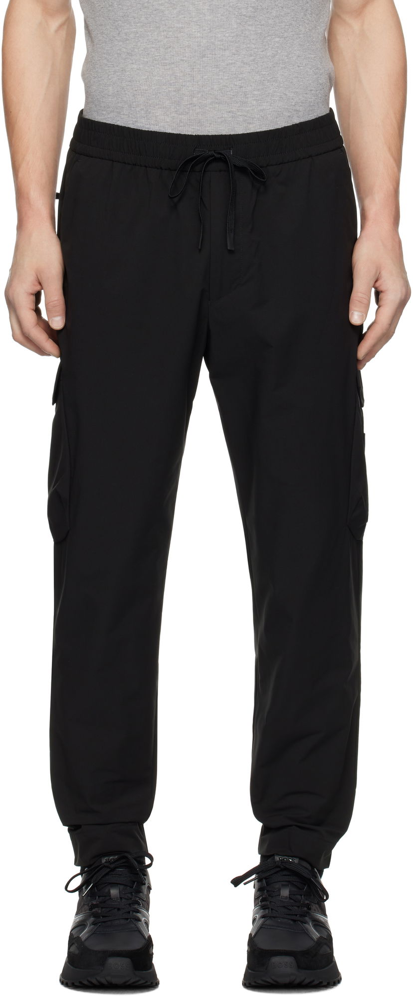 Cargo bukser BOSS Tapered-Fit Cargo Pants Sort | 50508339