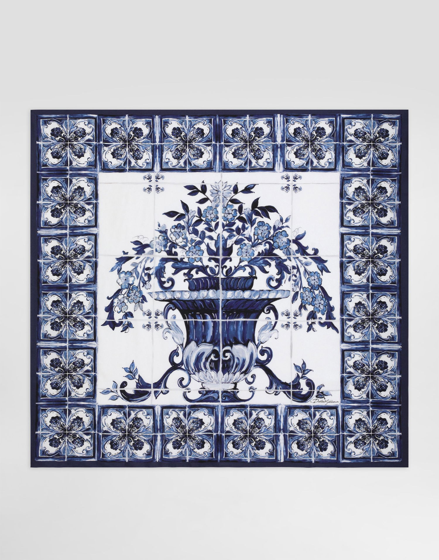Tørklæde Dolce & Gabbana Dolce & Gabbana Majolica-Print Silk Twill Square Scarf Blå | IF037WGDDHCHA3OA, 0