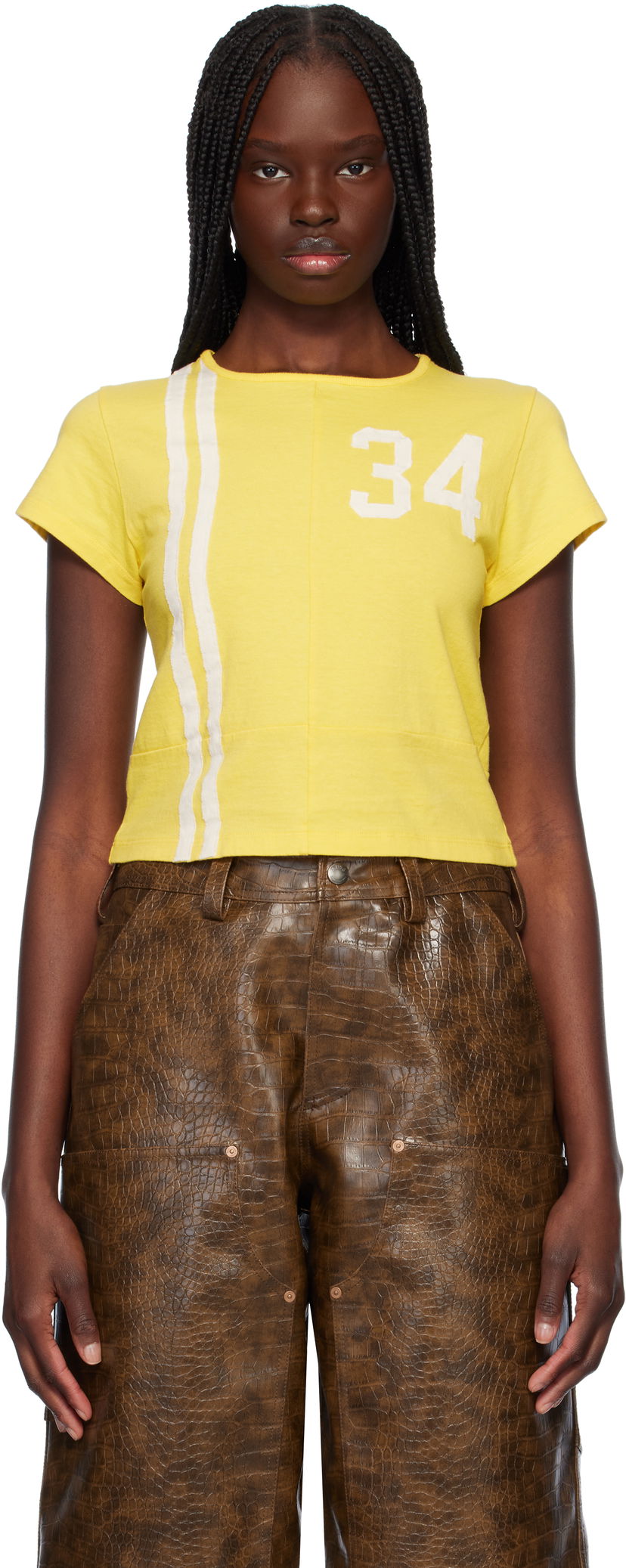 T-shirt Ambush AMBUSH Paneled Fitted T-Shirt Gul | 12115399