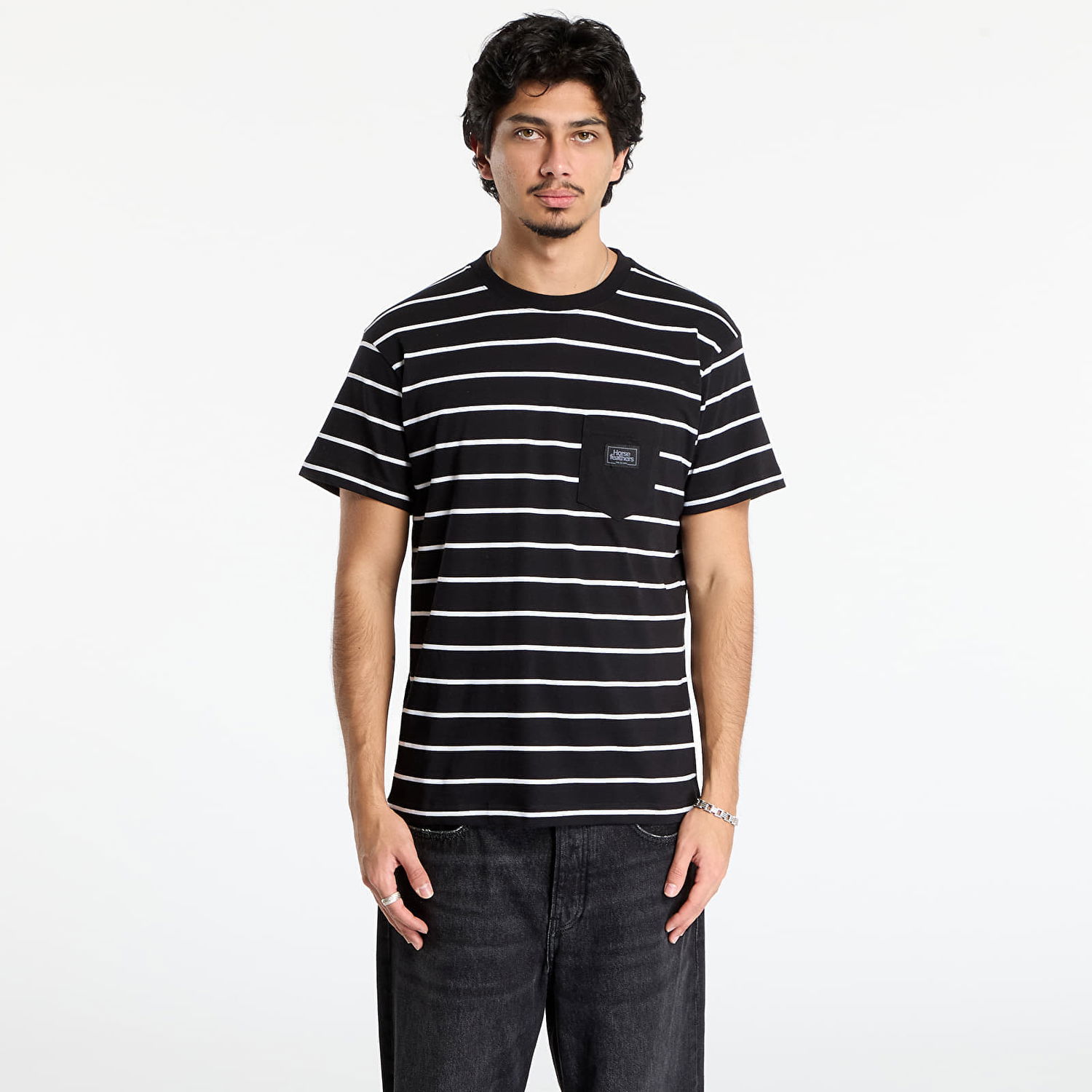 T-shirt Horsefeathers Alpha Striped Pocket T-shirt Sort | SM1257O, 0