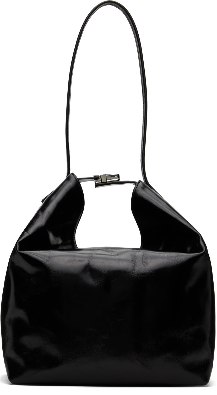Skuldertaske BY FAR BY FAR Maxi Bea Creased Leather Shoulder Bag Sort | MWBSB054CL034BK001PL