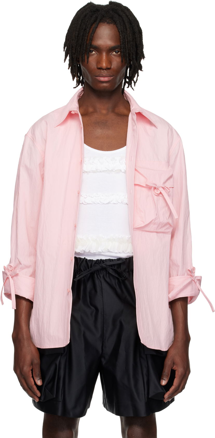 Skjorte Simone Rocha Simone Rocha Bow Detail Workwear Shirt Lyserød | 5319 1219