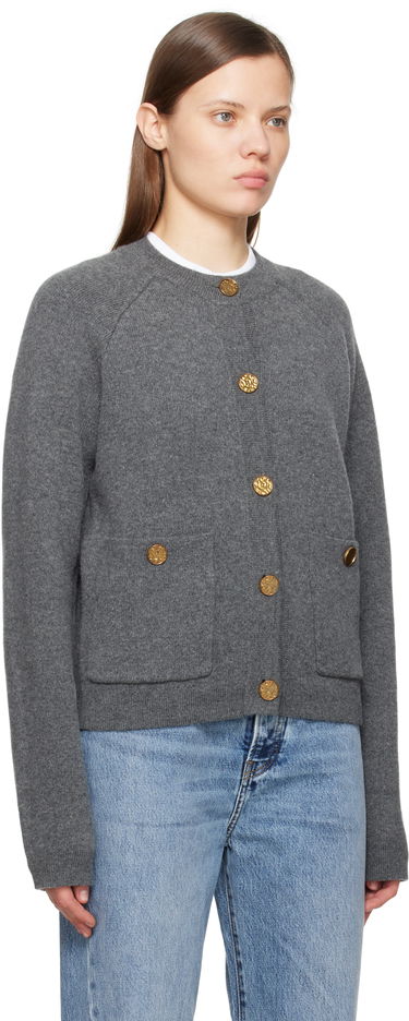 Sweater TOTEME TOTEME Hammered Button Cardigan Grå | 251-WRT4357-YA0132, 1