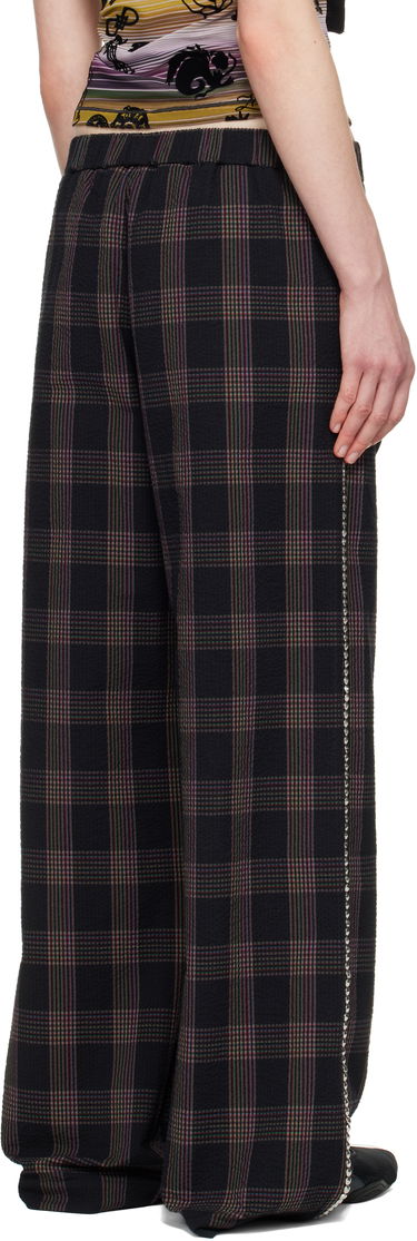 Bukser Chopova Lowena Chopova Lowena Annex Plaid Trousers with Mushroom Appliqué Sort | 4099, 2