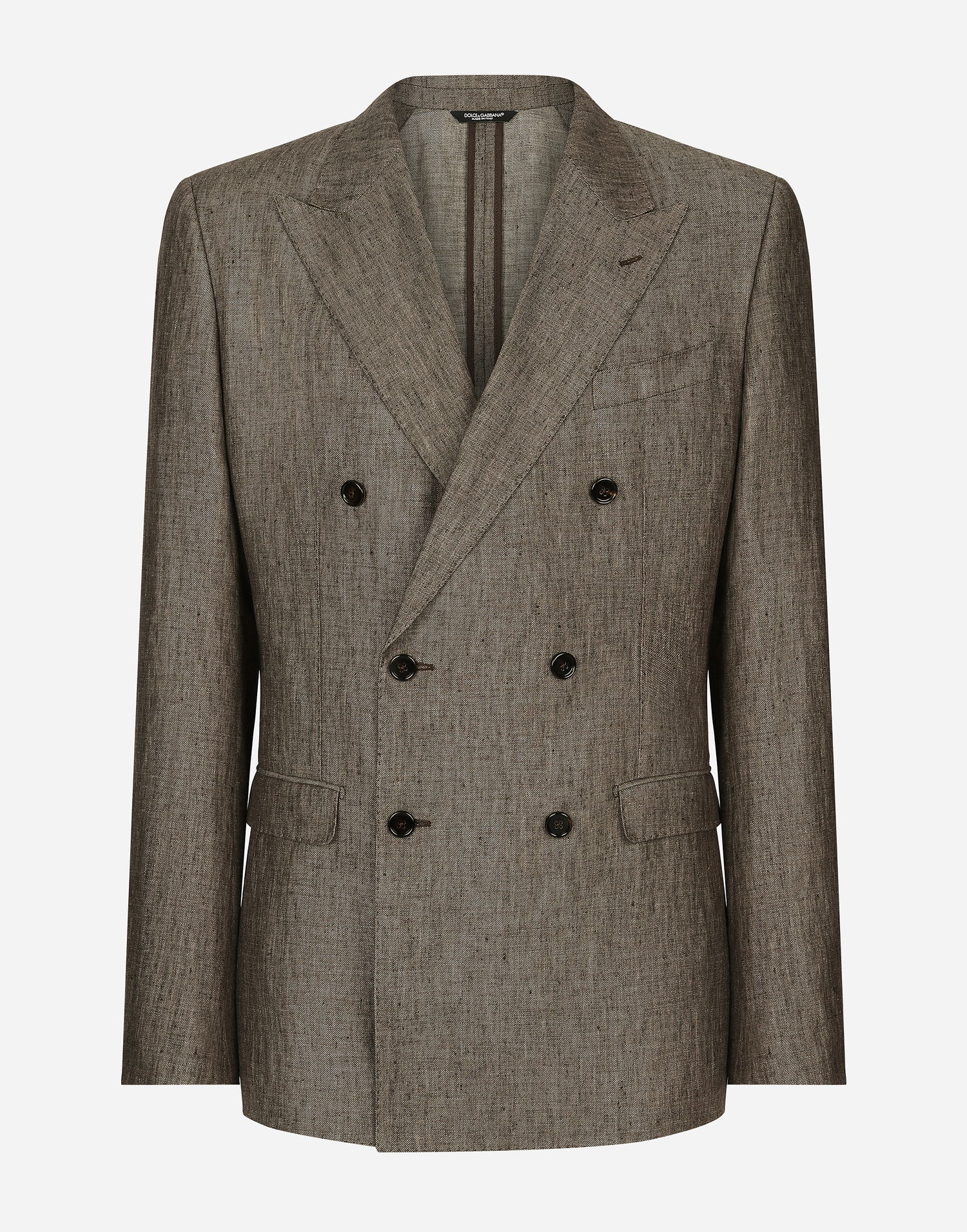 Jakke Dolce & Gabbana Dolce & Gabbana Double-breasted Taormina Linen Jacket Brun | G2NW1TFU4L0S8231, 0