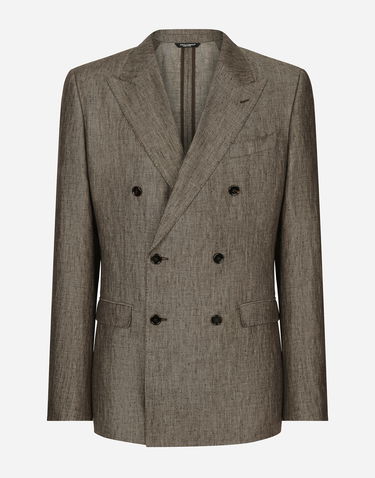 Jakke Dolce & Gabbana Dolce & Gabbana Double-breasted Taormina Linen Jacket Brun | G2NW1TFU4L0S8231, 0