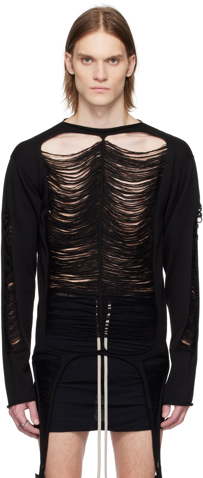 Sweater Rick Owens Rick Owens Hollywood Long Sleeve Sweater Sort | RR01E5671 KGRIDM
