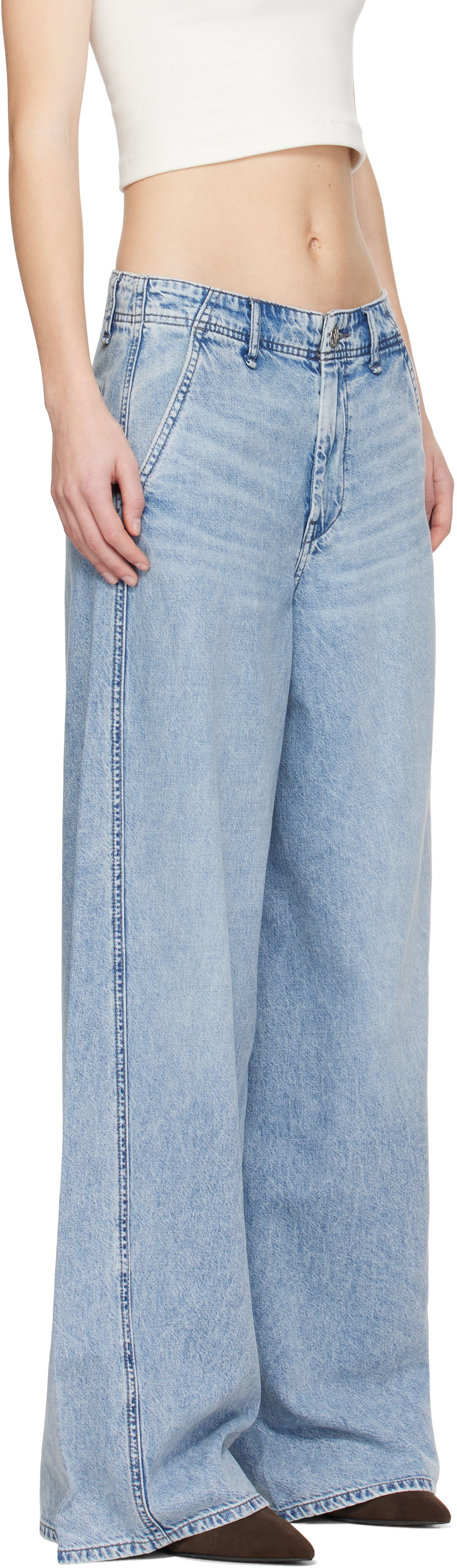 Jeans rag & bone Rag & Bone Featherweight Wide-Leg Sofie Jeans Blå | WDD24H3003FWAN, 1