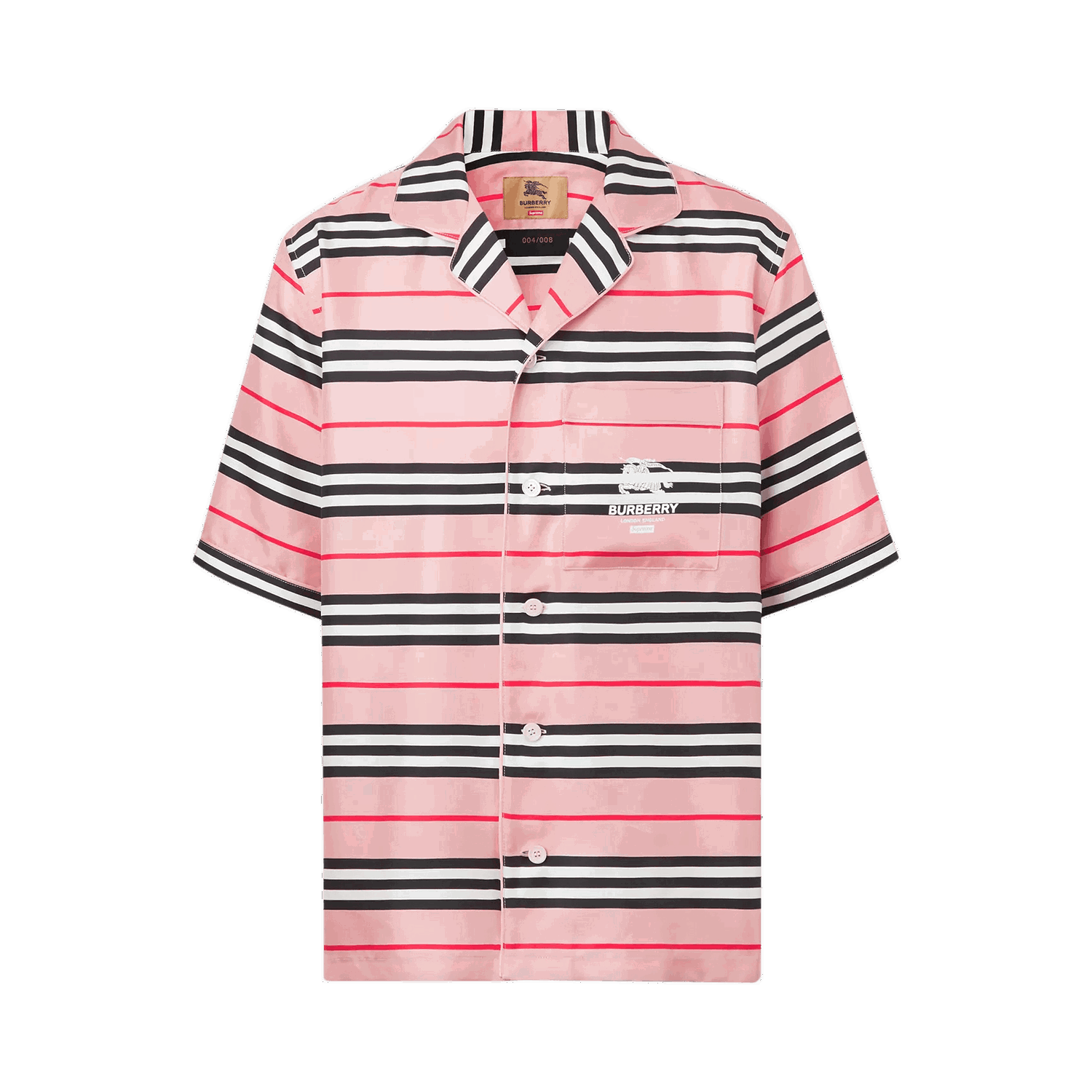 Polo skjorte Supreme Burberry x Icon Stripe Silk Pyjama Shirt (Burberry Exclusive) Lyserød | 80526651, 0