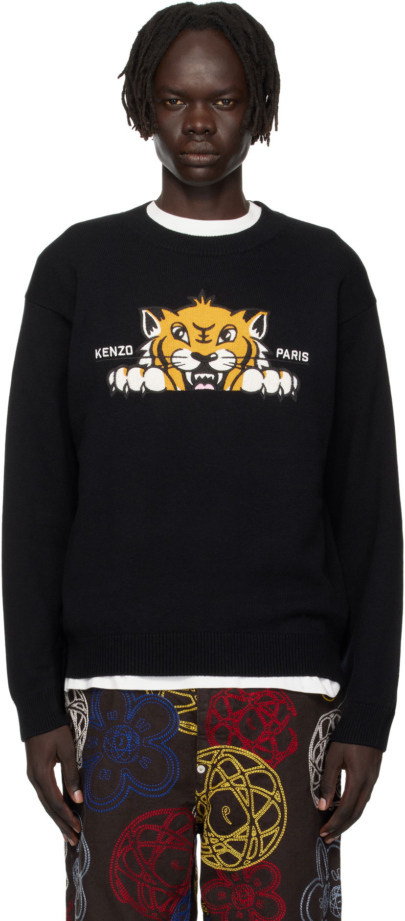 Sweater KENZO Kenzo Paris 'KENZO Happy Tiger' Embroidered Sweater Sort | FF65PU7503LI