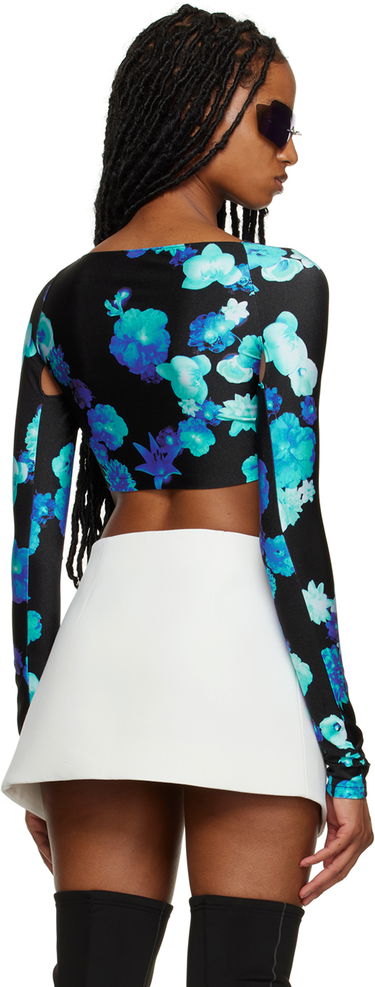 Crop top Coperni Draped Floral Print Long Sleeve Crop Top Sort | COPJS38544, 2