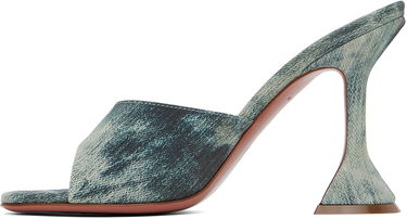 Tilbehør Amina Muaddi Amina Muaddi Lupita Slipper Heeled Sandals Blå | LUPITA SLIPPER CL PRINTED SUEDE, 2