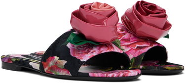 Skopleje Dolce & Gabbana Dolce&Gabbana Rose Print Brocade Slide Sandals Flerfarvet | CQ0634 A6N91, 3