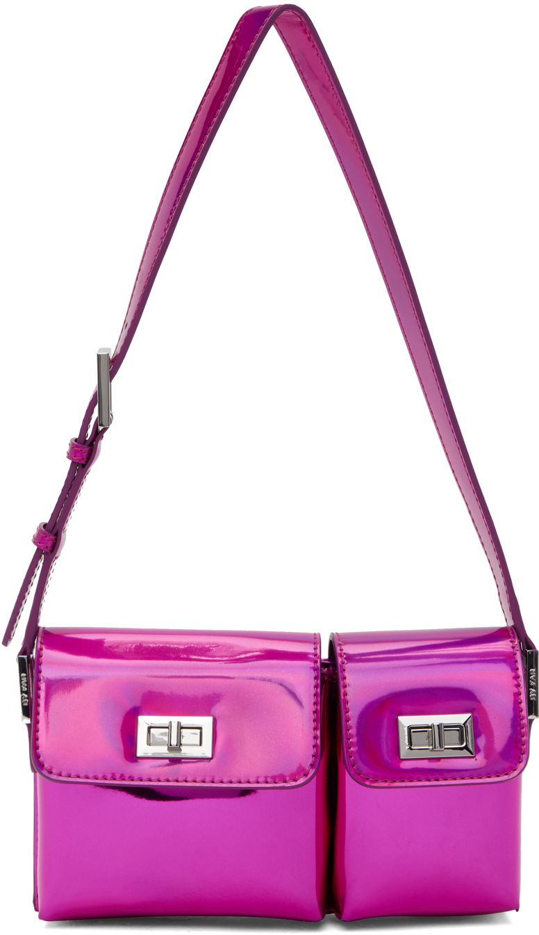Håndtaske BY FAR Double Pocket Metallic Shoulder Bag Lyserød | 23PFBABYBOFCHIRLSMA