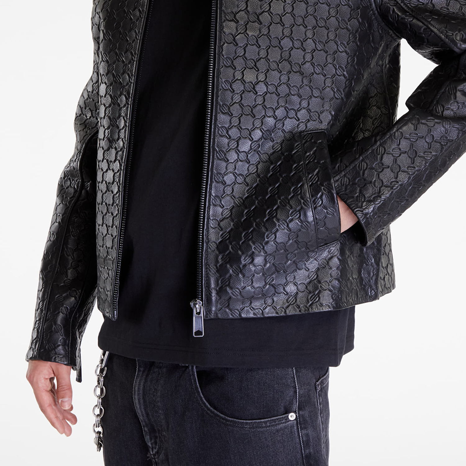 Jakke DAILY PAPER Silence Monogram Leather Jacket Sort | 2411001, 1