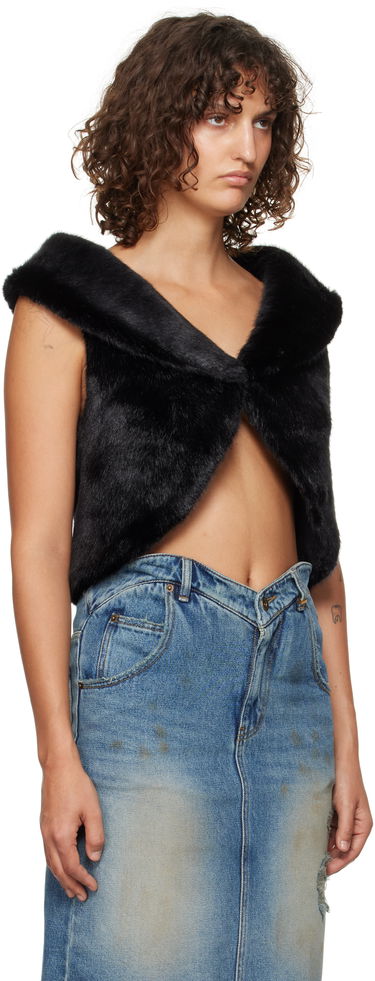 Vest We11done We11done Cropped Faux-Fur Vest Sort | WD-F93-24-026-W-BK, 1