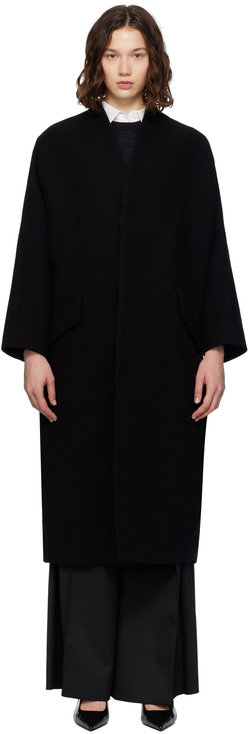 Frakker Maison Margiela MM6 Maison Margiela Wool Felt Overcoat Sort | S52AA0192 M35469