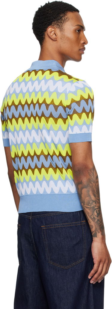 Polo skjorte Versace Versace Wave Knit Polo Blå | 1019862_1A14045, 2