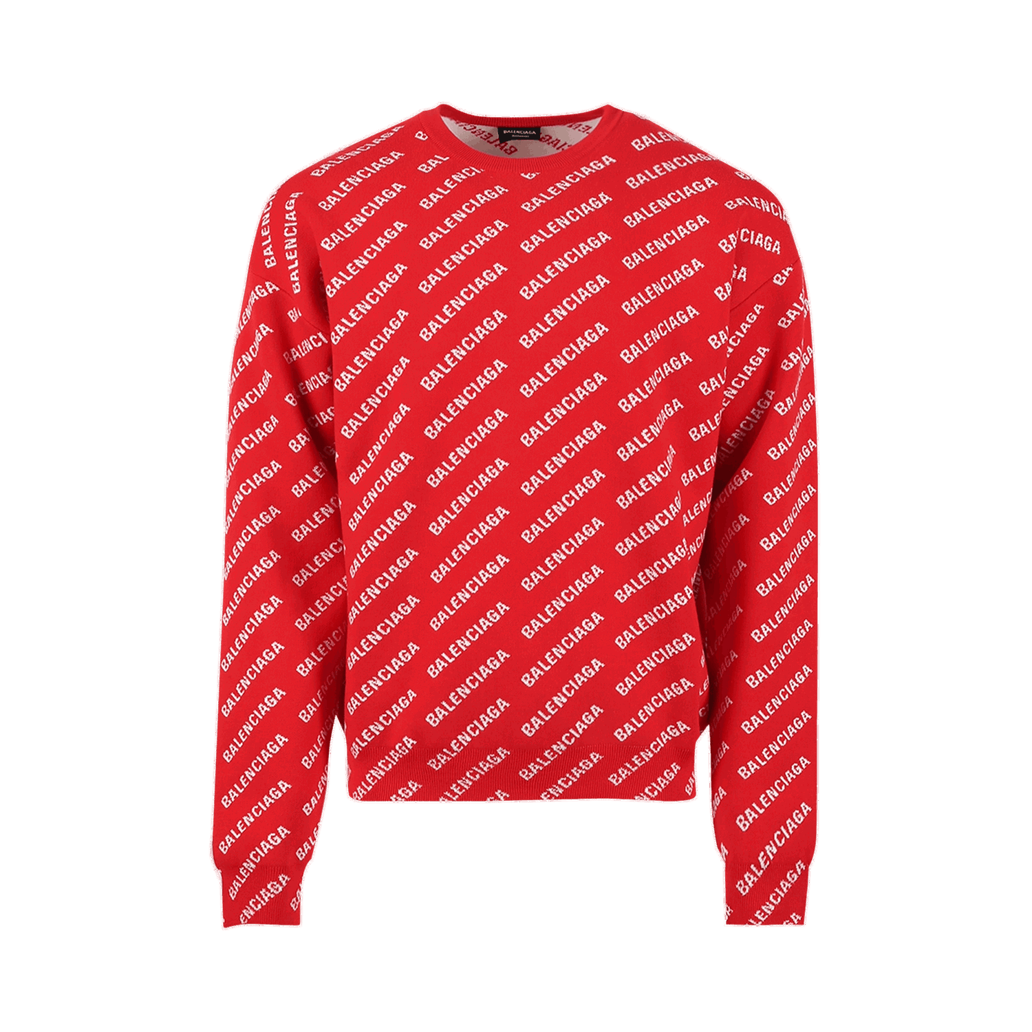 Sweater Balenciaga All Over Logo Crewneck Rød | 702952 T3233 6090, 0