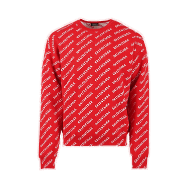 Sweater Balenciaga All Over Logo Crewneck Rød | 702952 T3233 6090, 0