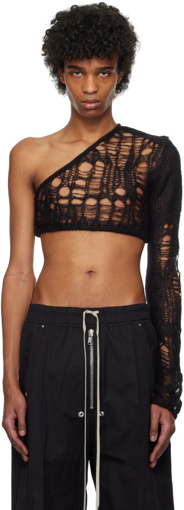 Sweater Rick Owens Rick Owens Hollywood Spider Ziggy One-Shoulder Sweater Sort | RU01E5610 KNETMH, 0