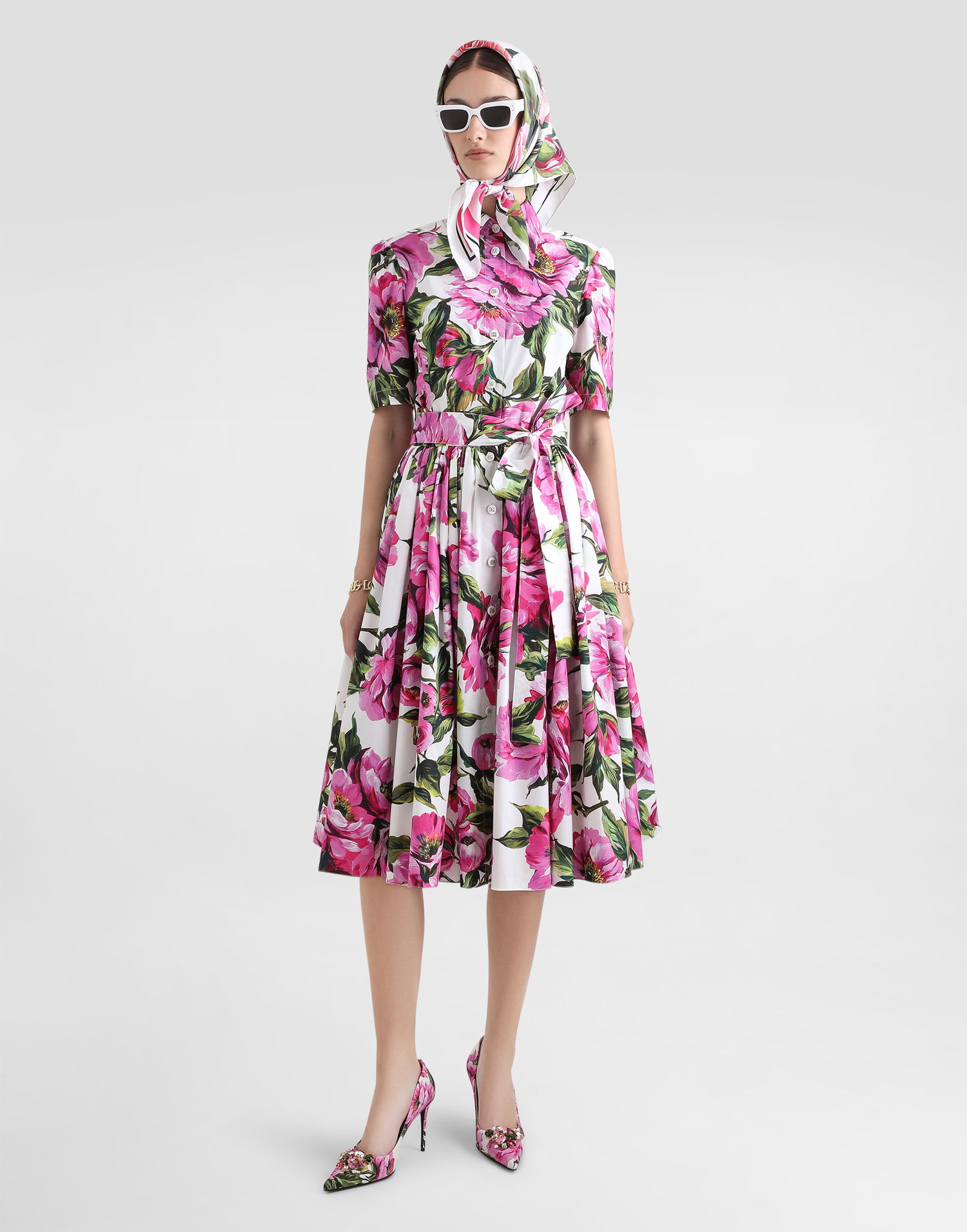 Kjole Dolce & Gabbana Dolce & Gabbana Cotton Jacquard Corset Dress with Floral Print Flerfarvet | F6AGMTHS5S3HA5KR, 1