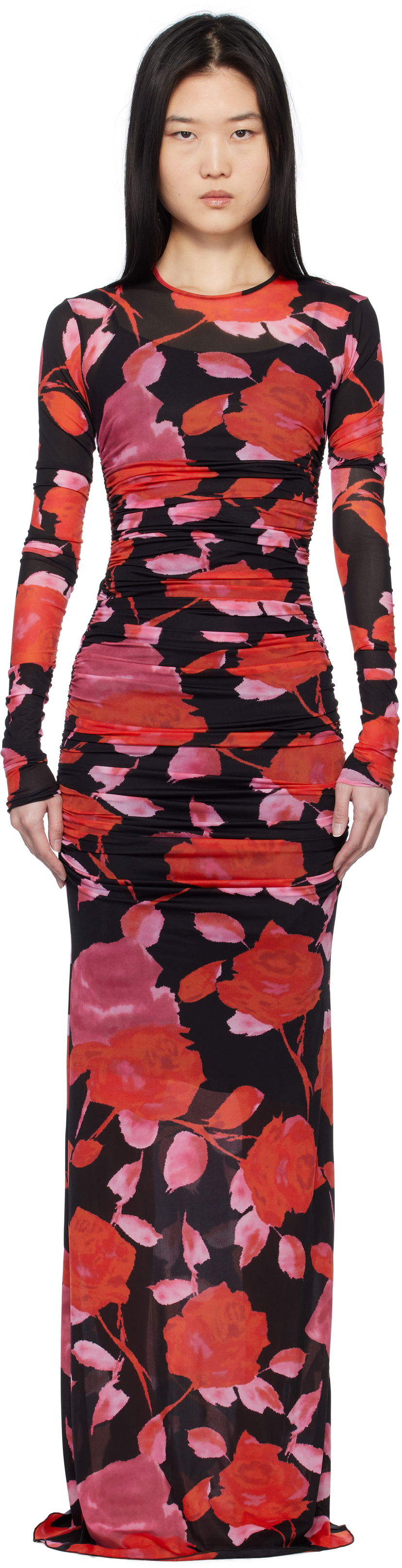 Kjole Blumarine Blumarine Floral Print Mesh Maxi Dress Flerfarvet | P522A610A