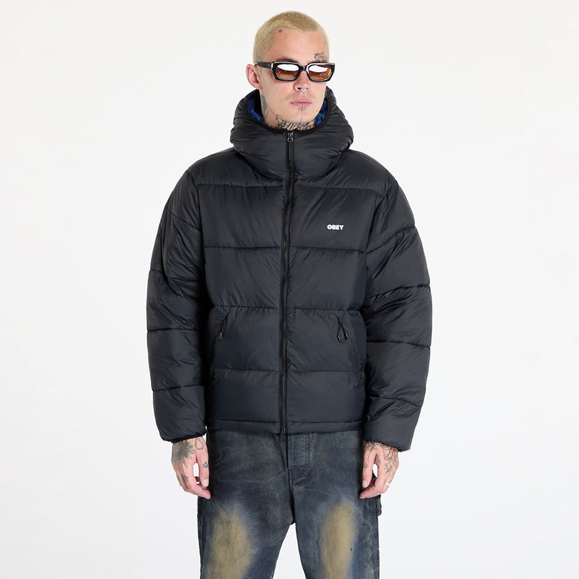 Puffer jakke OBEY Stratus Puffer Black Sort | 121800576-BLK