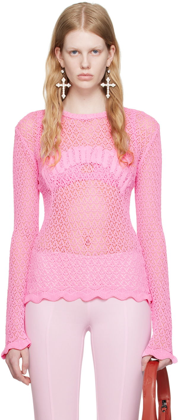 Sweater Blumarine Pink Scalloped Sweater Lyserød | P344M026A