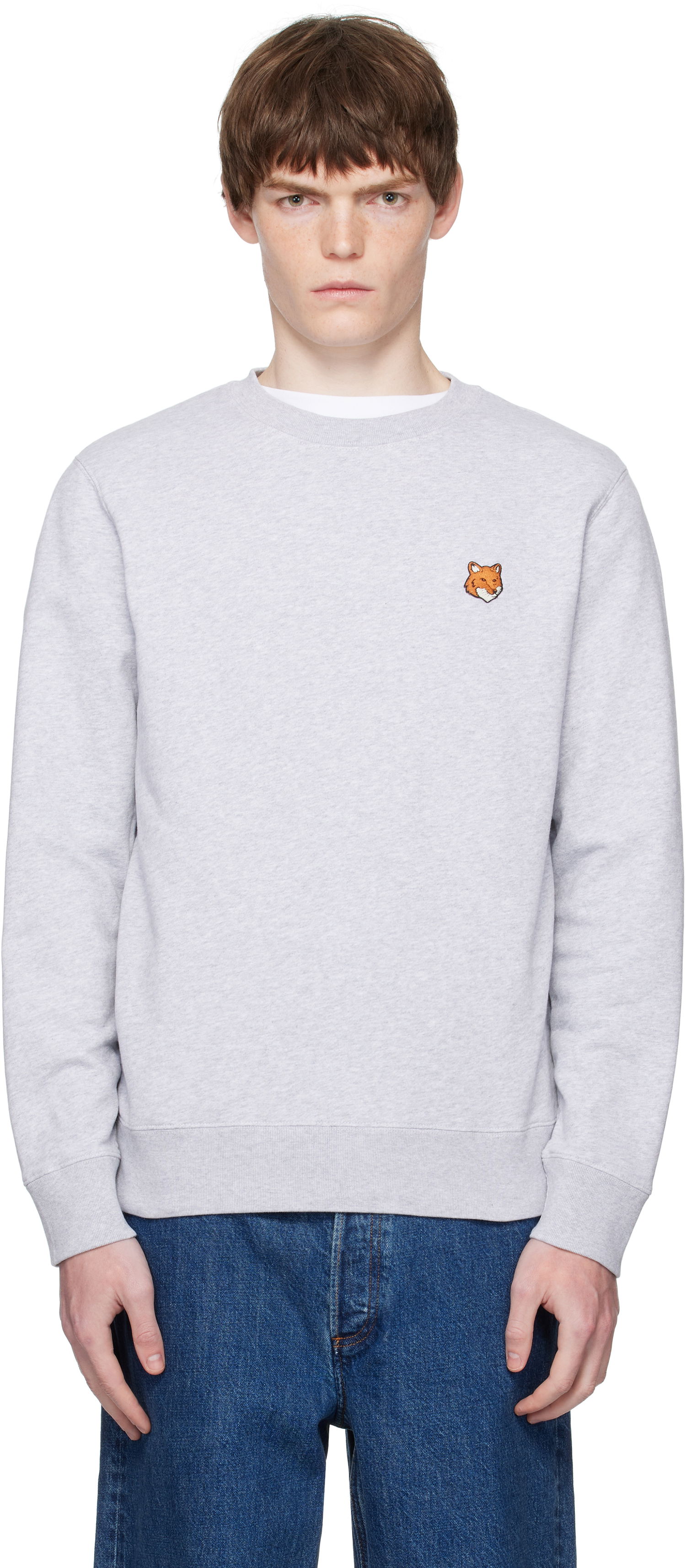 Sweatshirt MAISON KITSUNÉ Maison Kitsuné Fox Head Patch Regular Sweatshirt Grå | PM00303KM0340, 0