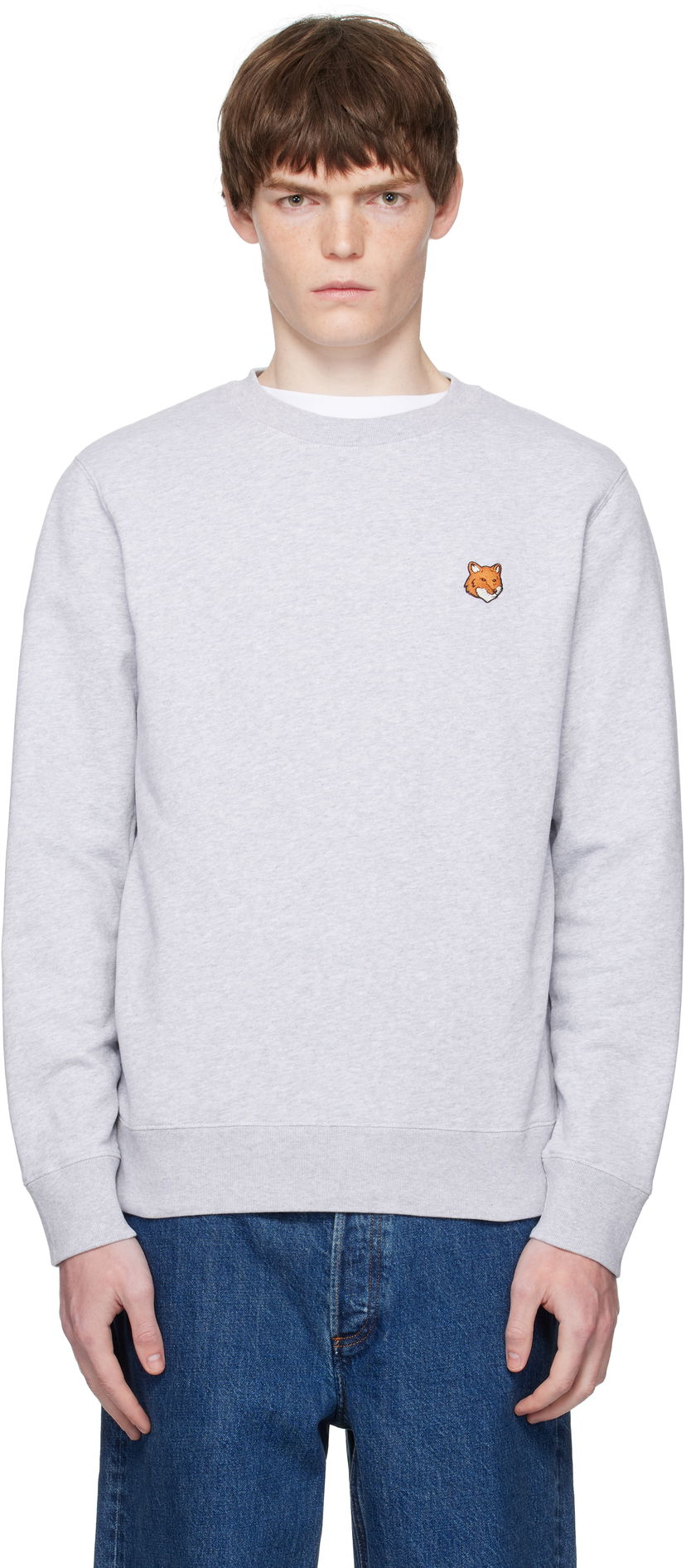 Sweatshirt MAISON KITSUNÉ Maison Kitsuné Fox Head Patch Regular Sweatshirt Grå | PM00303KM0340