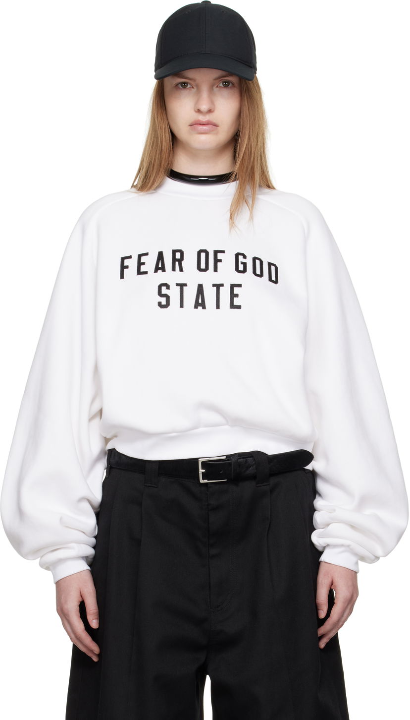 Sweatshirt Fear of God Fear of God ESSENTIALS Fleece Raglan Crewneck Sweatshirt Hvid | 192SP257834FW