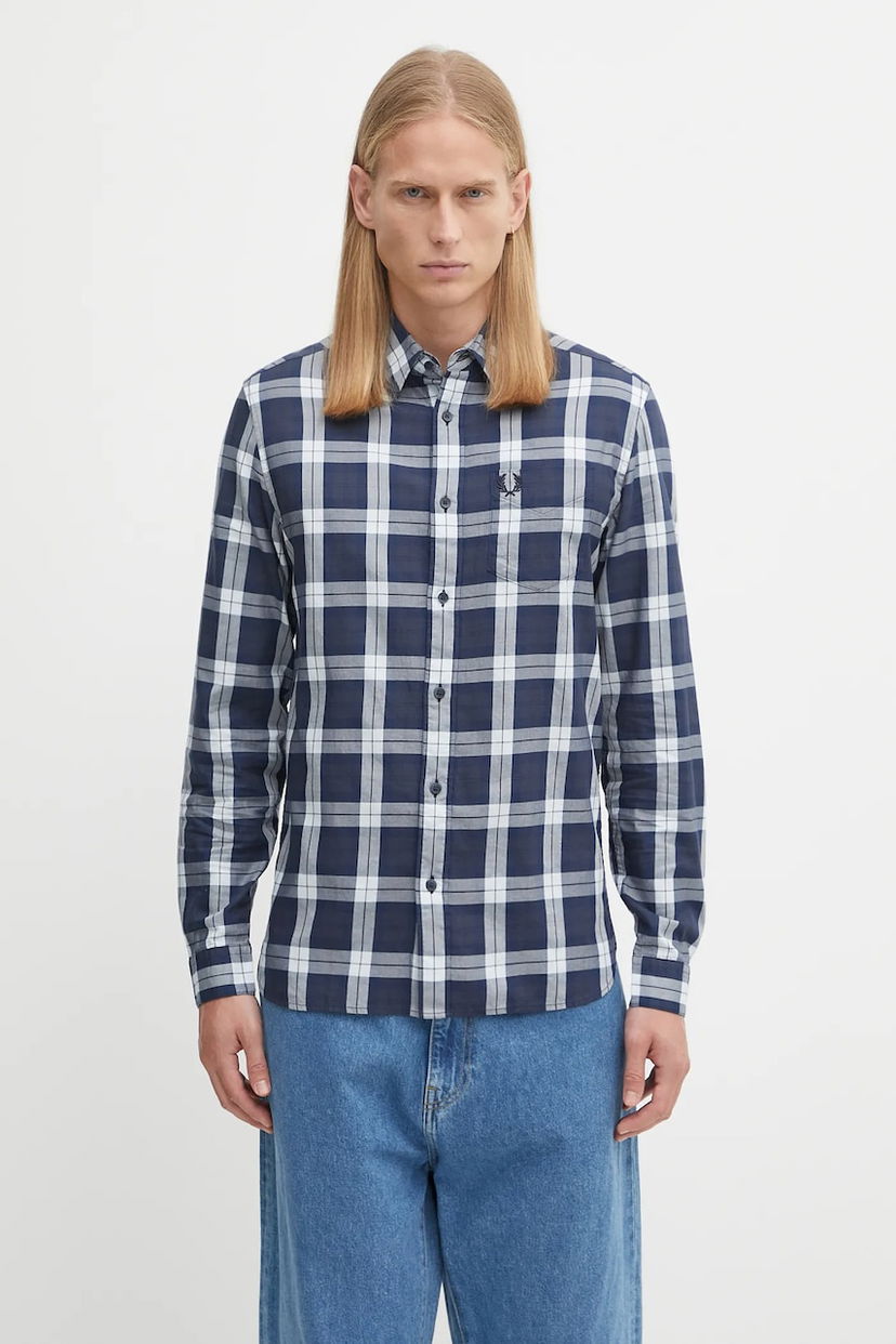Skjorte Fred Perry Fred Perry Checked Regular Fit Shirt Mørkeblå | M1742