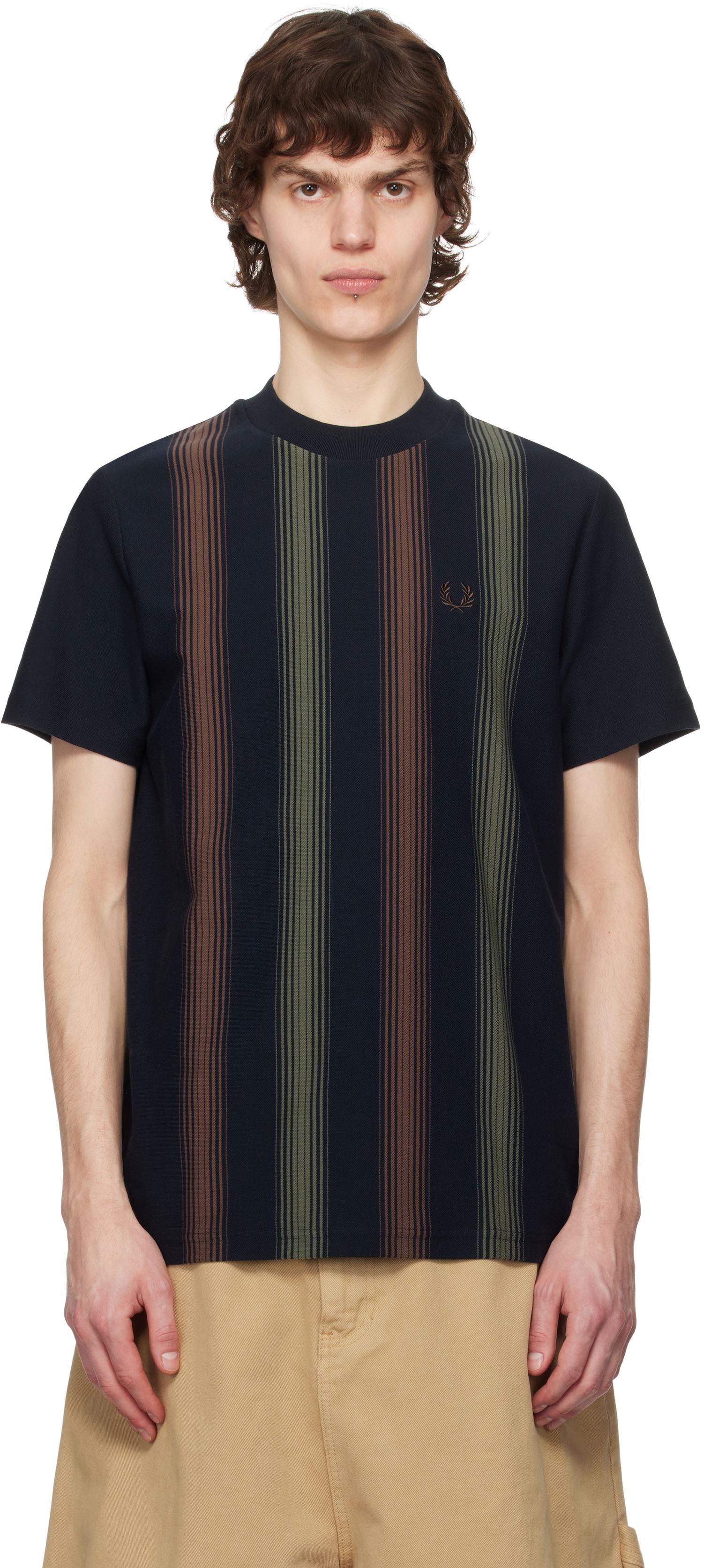 T-shirt Fred Perry Fred Perry Striped T-Shirt Mørkeblå | M8653, 0