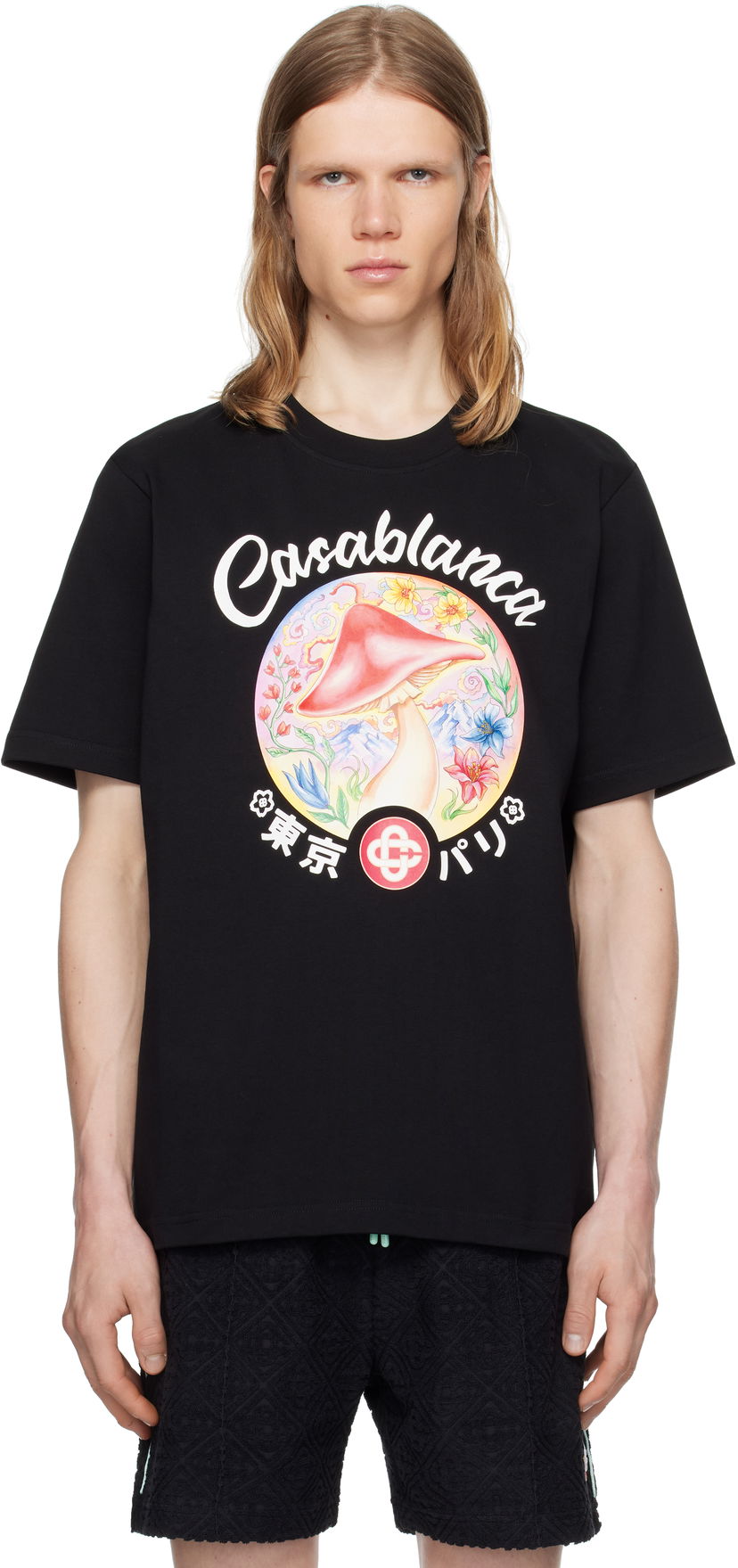 T-shirt Casablanca Casablanca Mushroom Emblem T-Shirt Sort | MPF25-JTS-001-05