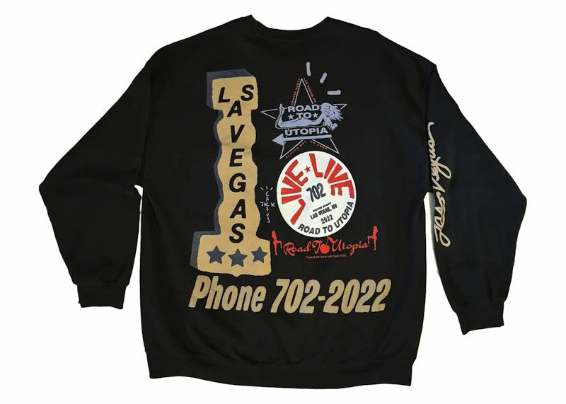 Sweatshirt Cactus Jack by Travis Scott Travis Scott Road To Utopia Graphic Print Crewneck Sort | CJLV-CS10