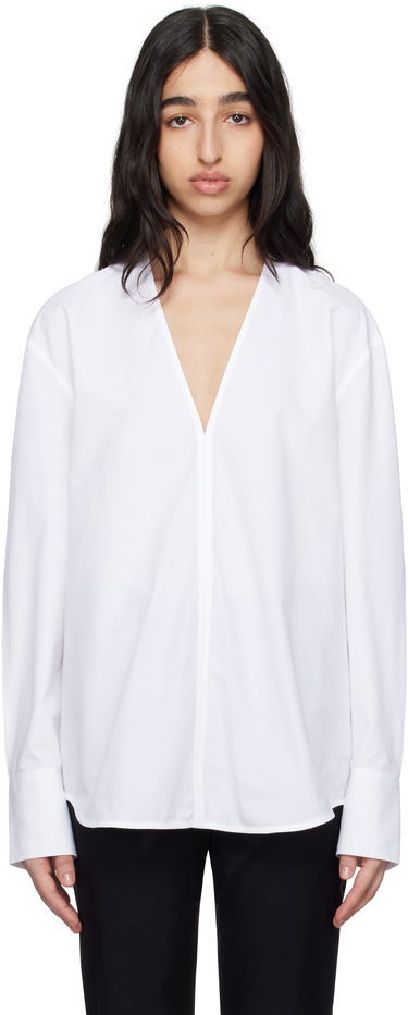 Skjorte TOTEME TOTEME V-Neck Shirt Hvid | 252-WRT0503-FB0119, 0