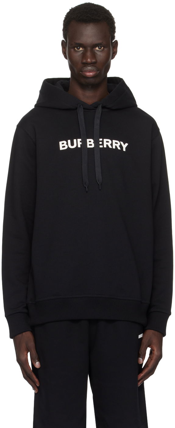 Sweatshirt Burberry Logo Cotton Hoodie Sort | 8096363