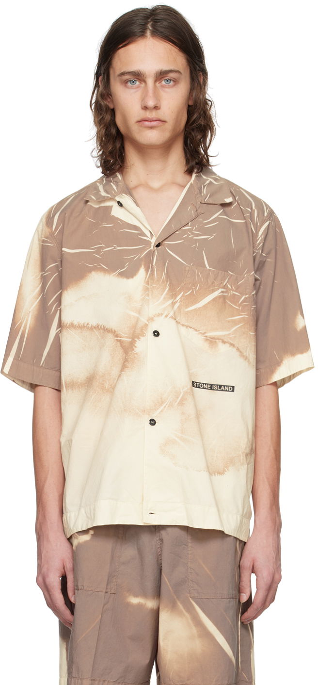Skjorte Stone Island Brown Graphic Shirt Beige | 801512393