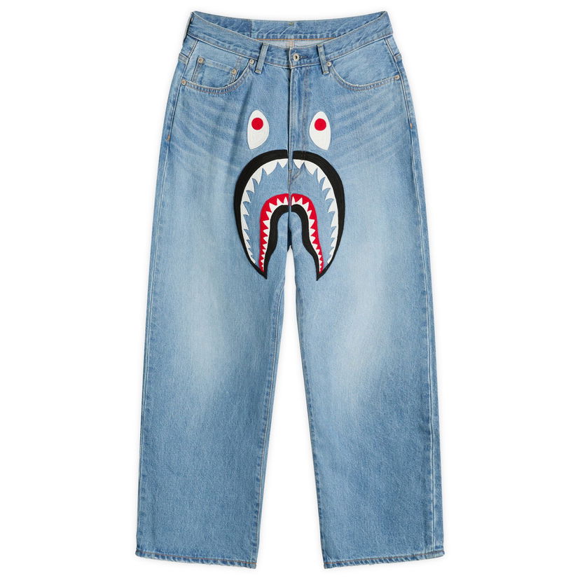 Jeans BAPE A Bathing Ape Shark Loose Fit Jeans, Size Small Blå | 001DPL801006M-IND