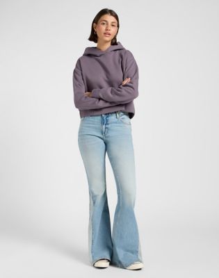 Sweatshirt Lee Relaxed Cropped Hoodie Lilla | 112371338, 1