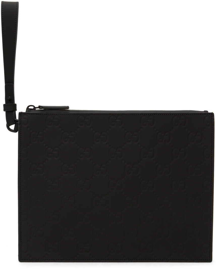 Håndtaske Gucci Rubber Effect Pouch Sort | 771319 AAC0G, 0