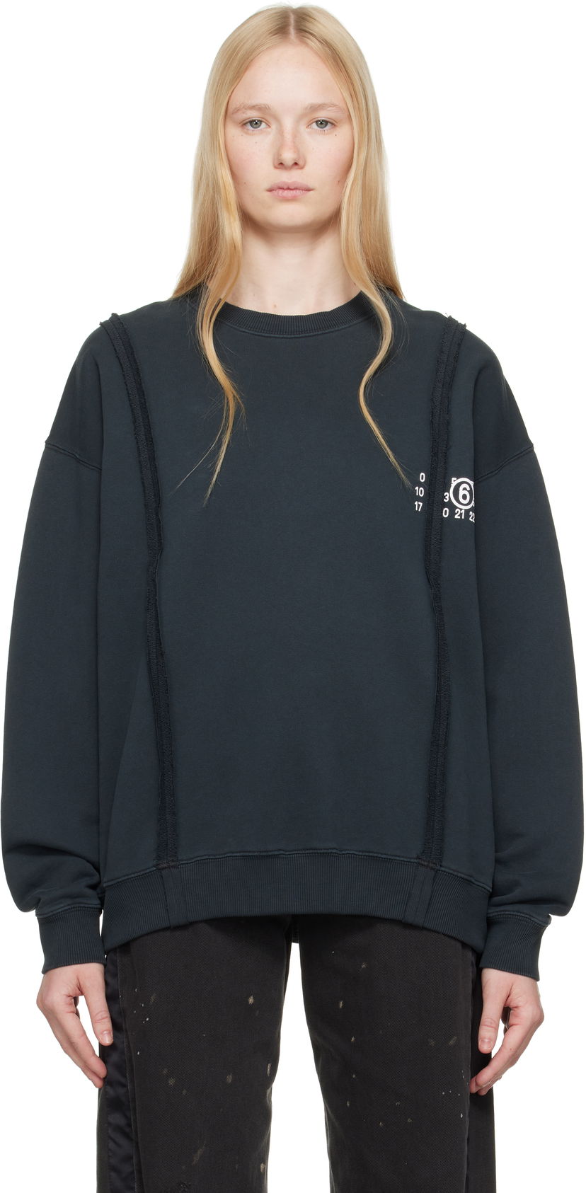 Sweater Maison Margiela MM6 Maison Margiela Ribbon Sweatshirt Sort | SH2GU0019 M25004